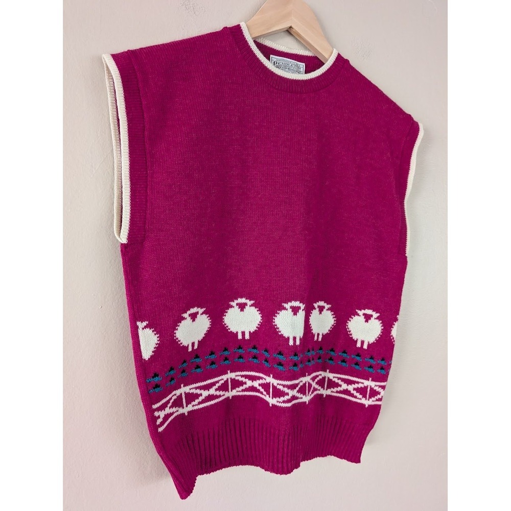 Vintage Pendleton Wool‎ Sweater Vest Sheep Pullover Cute Preppy Retro Cottage S - Picture 6 of 10